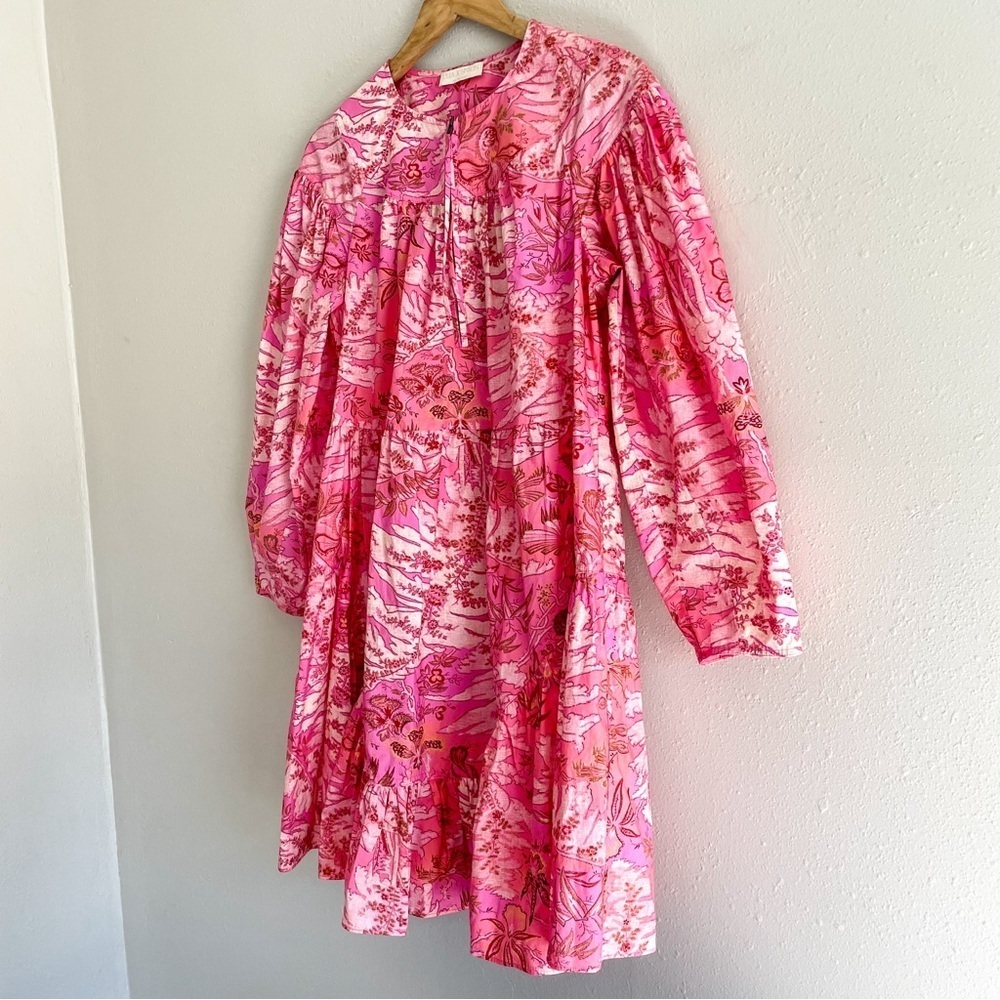 Ulla Johnson | Leiko Floral Print Tropical Pink Dress, Vacation, 8 - Picture 7 of 16